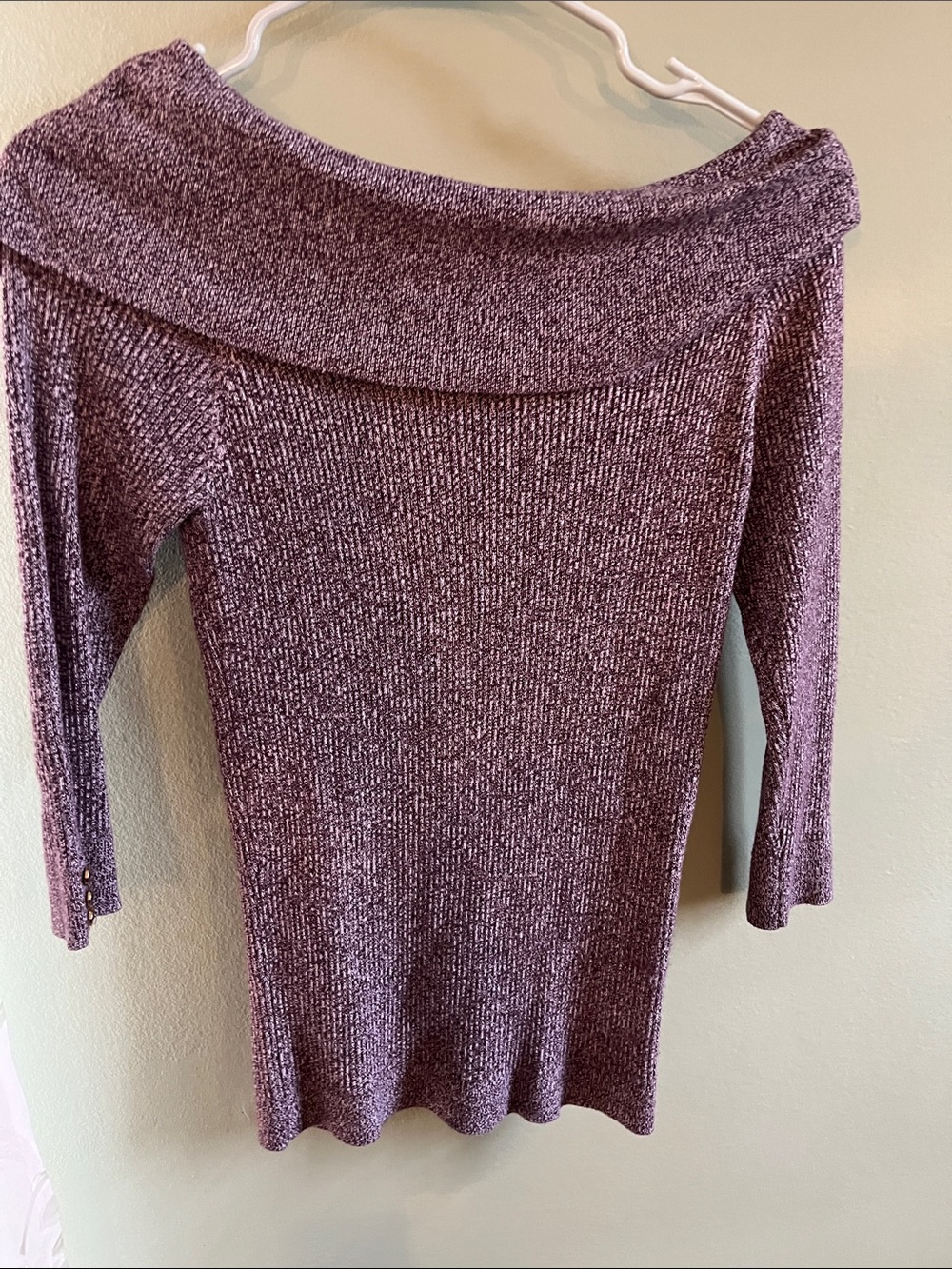 New York & Company Plum Off-the-Shoulder Knit Sweater